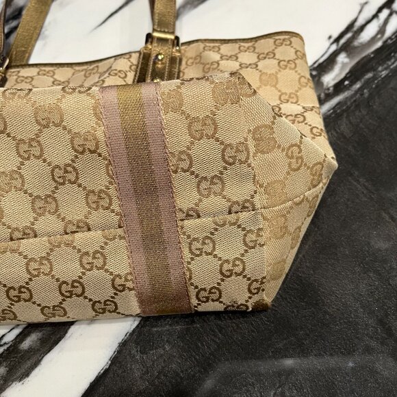 Gucci Purse + Wallet Set: Monogram Jolicoeur Pink Gold Tote & Heart Clasp Wallet - Picture 5 of 16